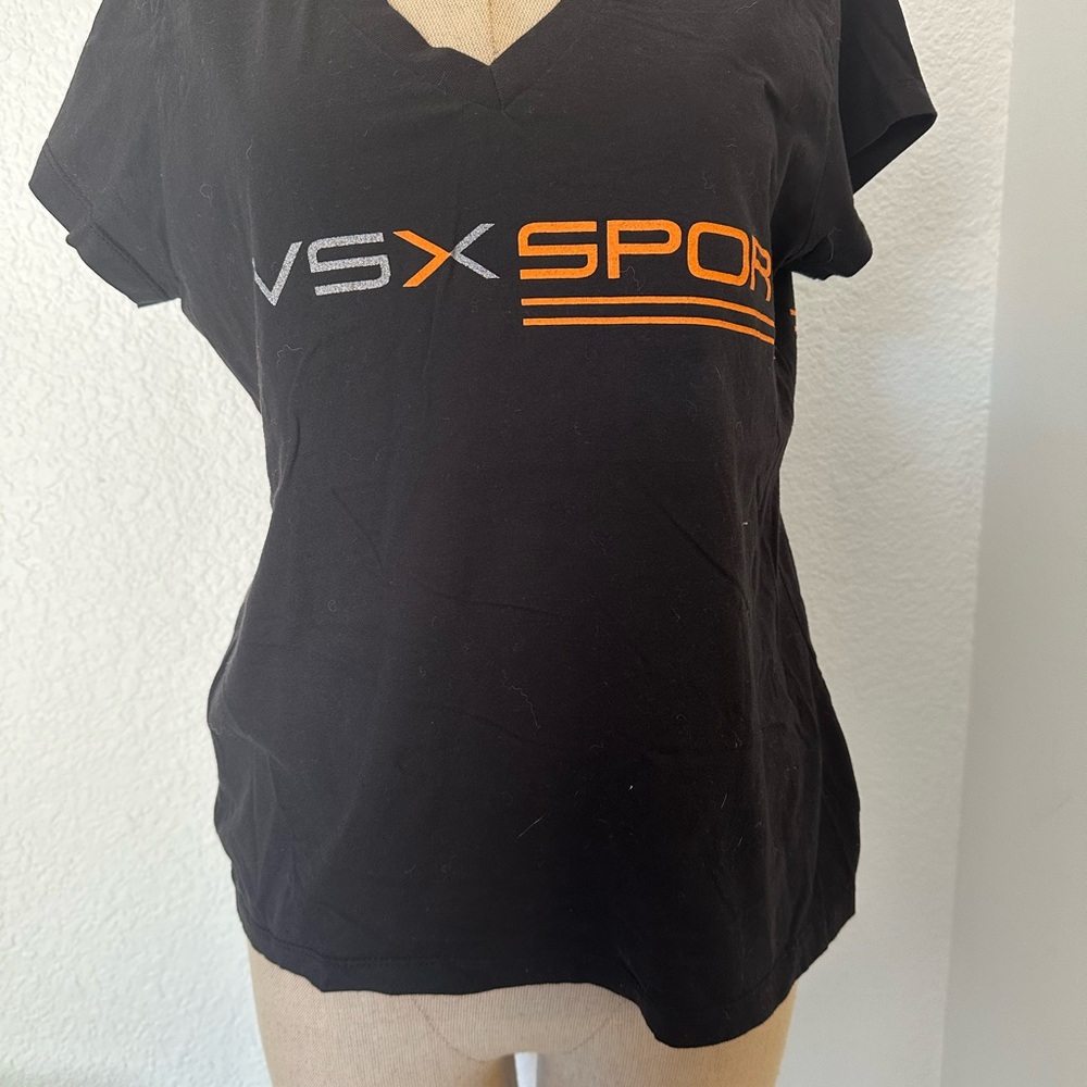 Victoria's Secret VSX Black Tee with Orange and Gray Accents